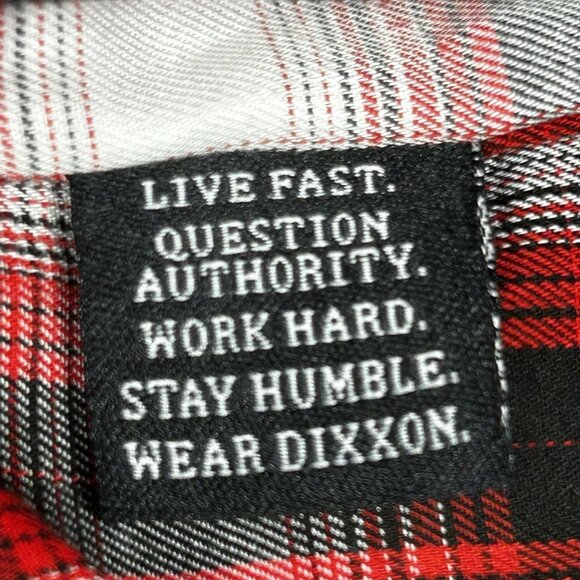 Dixxon Shirt Mens Large Red Black Plaid Hollywood IOMGIA Short Sleeve Button Up - Picture 6 of 13